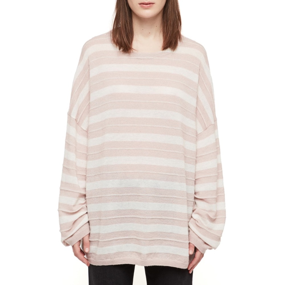 ALL SAINTS Cassia Stripe Boat Neck Sweater Pink XS